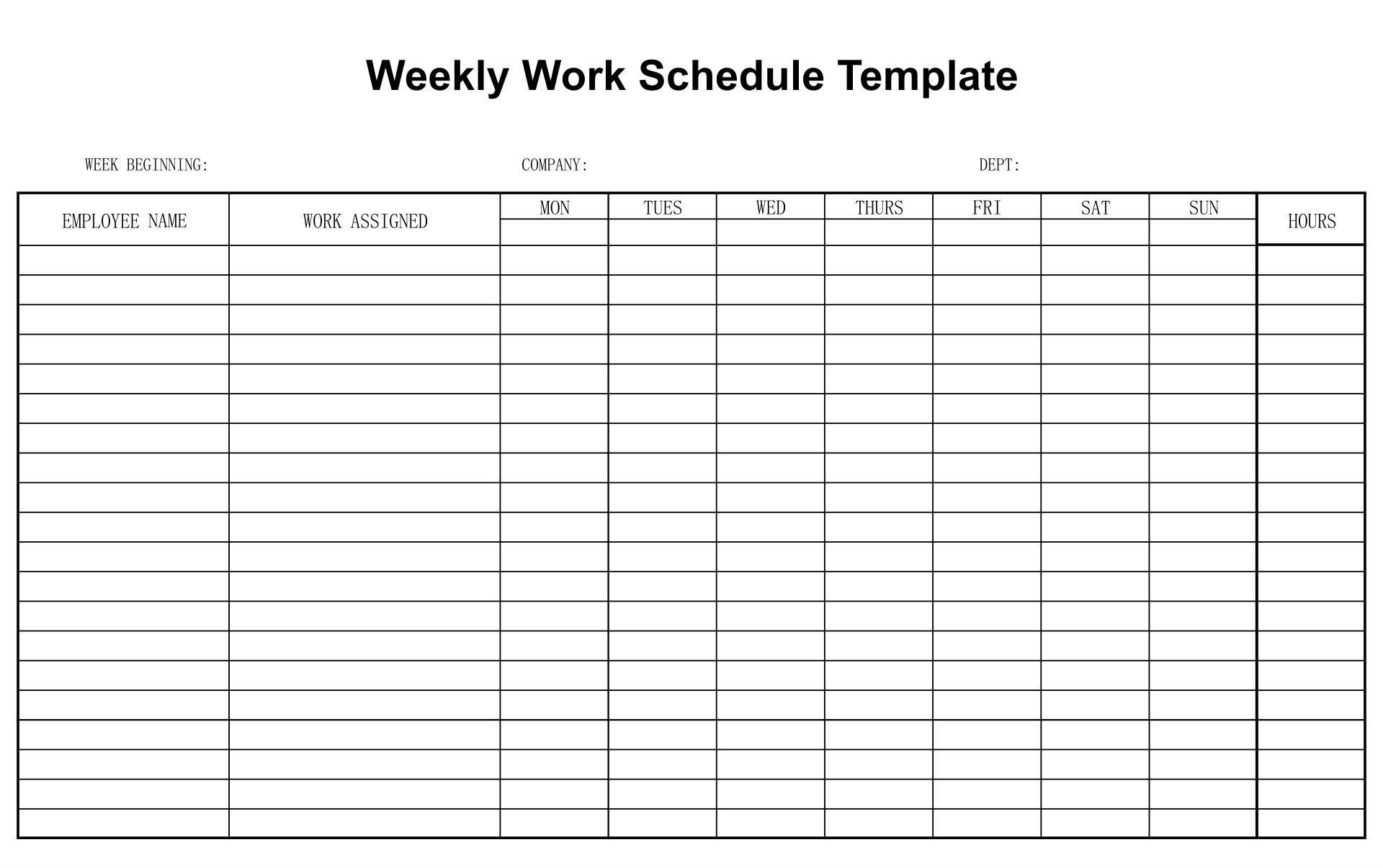 Free Printable Blank Work Schedules | Fanny Printable