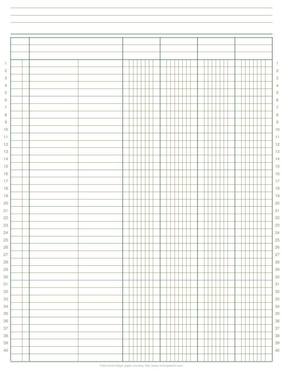 Free Printable 4 Column Ledger Paper | Fanny Printable