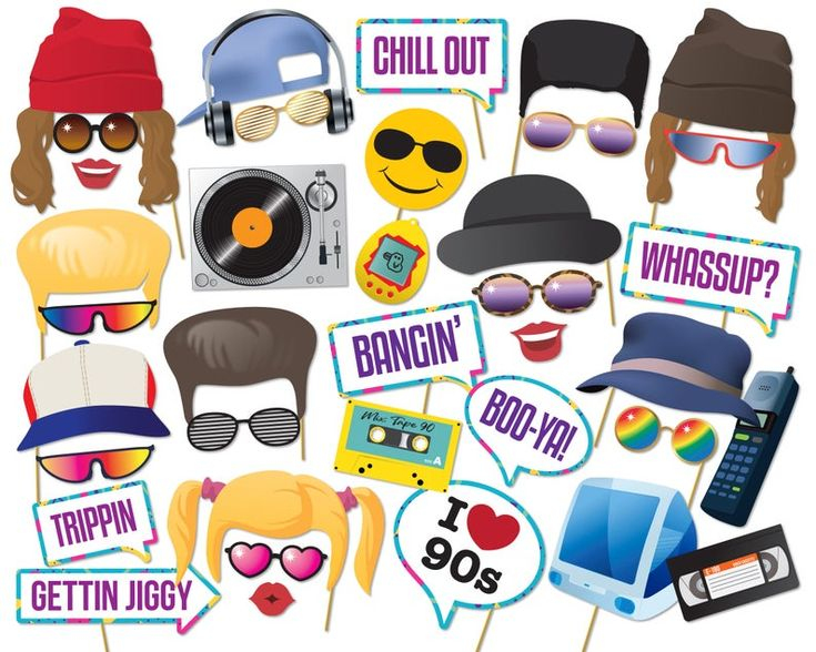 90s Printable Photo Booth Props 90s Style Photobooth Props Etsy In 