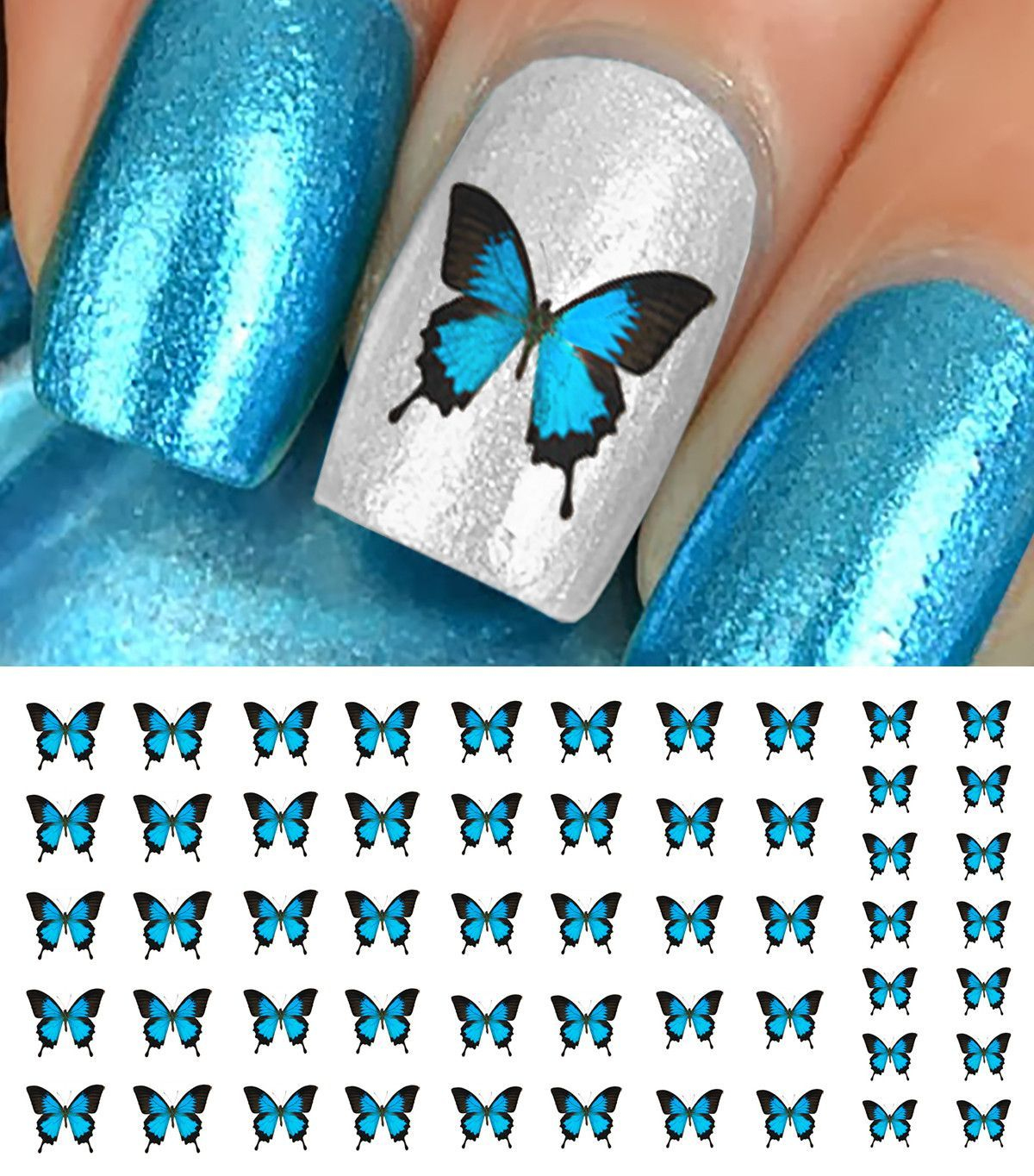 Blue Butterfly Nail Decals Butterfly Nail Art Best Nail Art Designs 