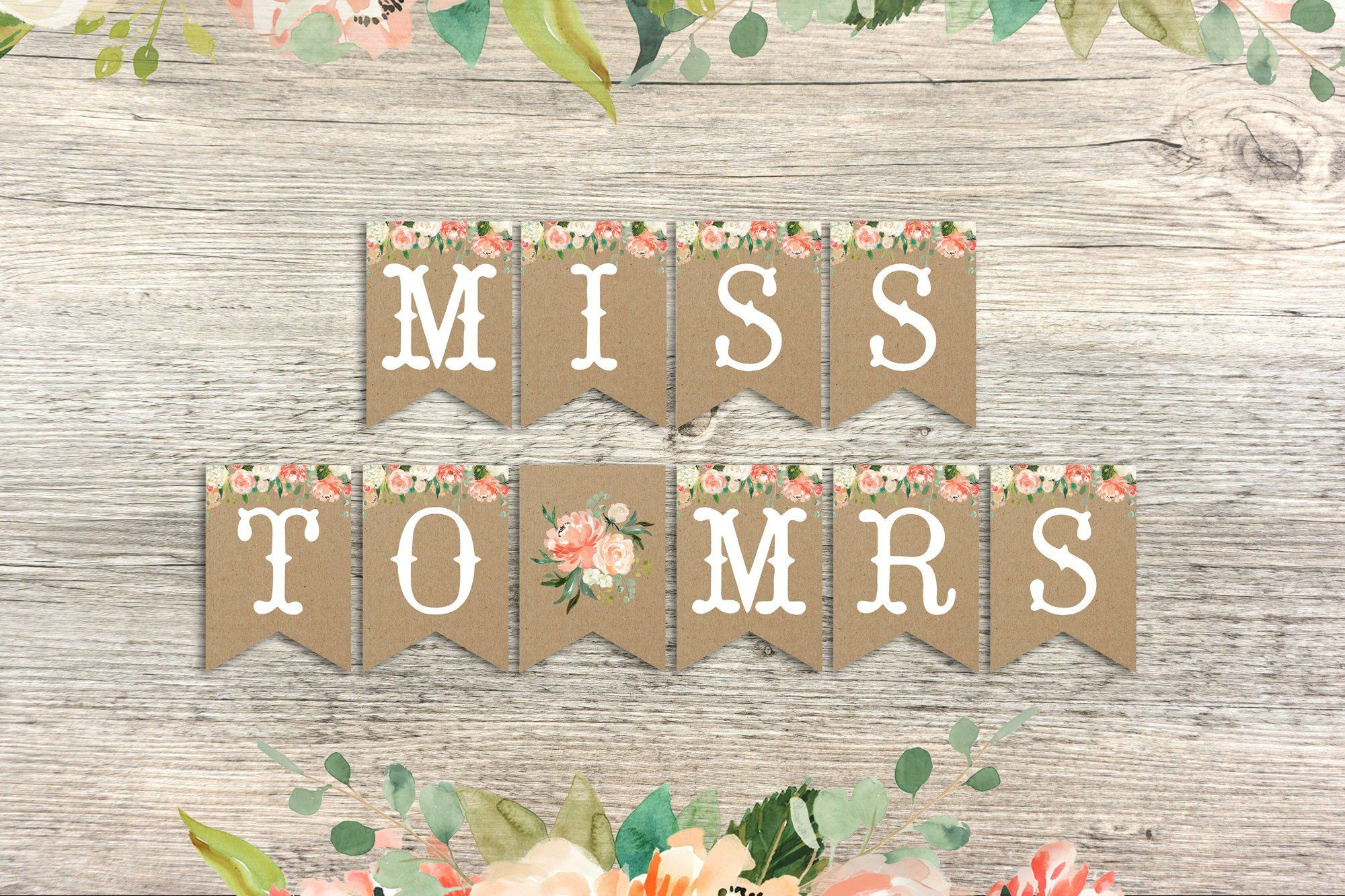 Bridal Shower Banner Miss To Mrs Banner Floral Bridal Shower Bridal 