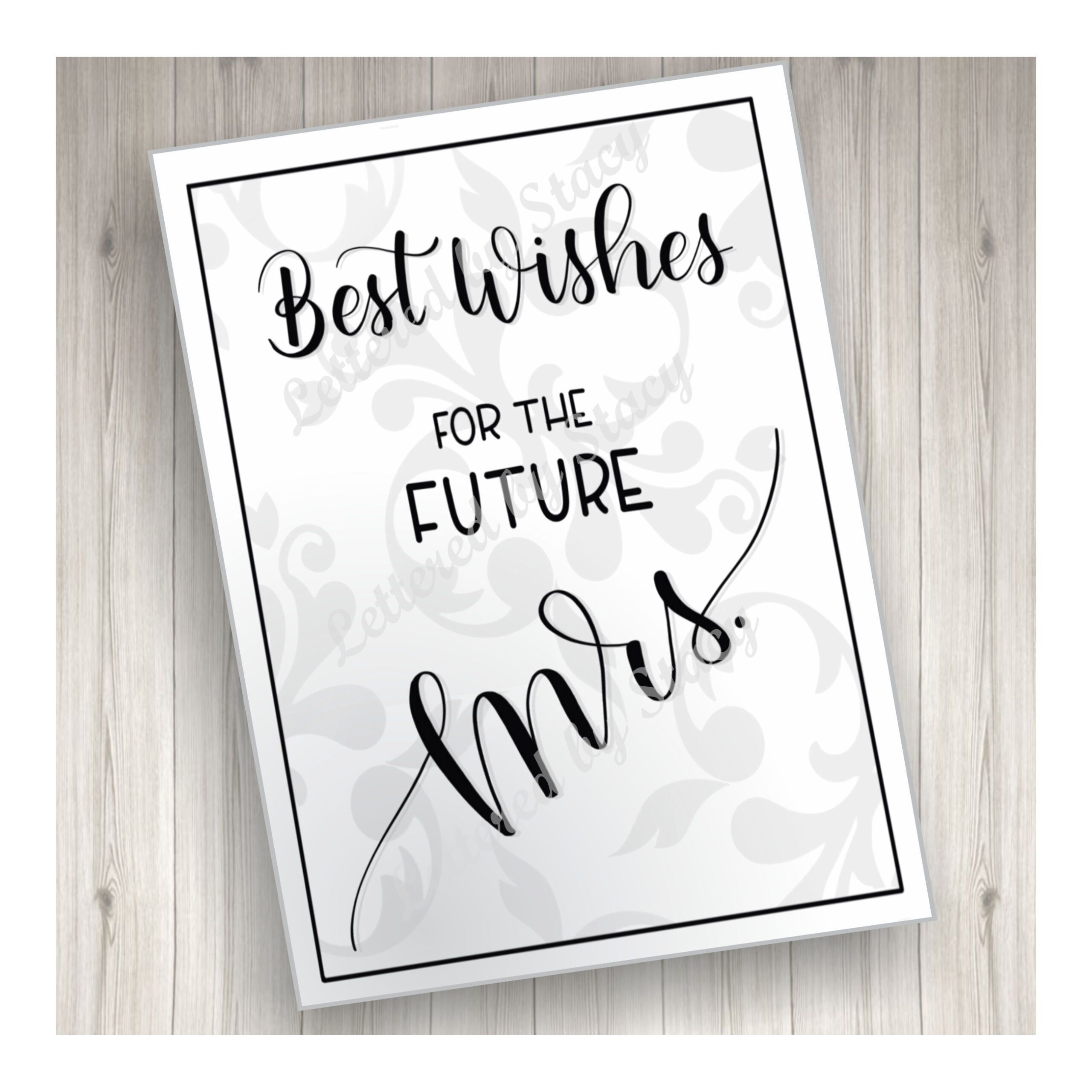 Bridal Shower Card Best Wishes For The Future Mrs With Subtle Damask 