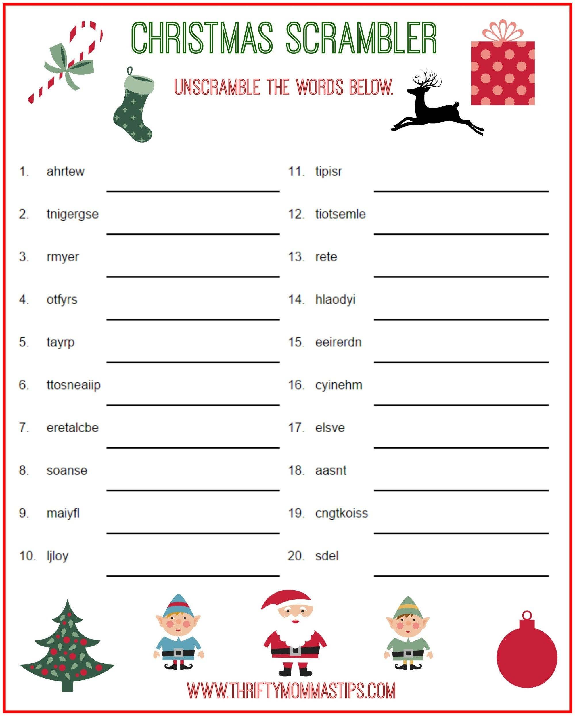 Christmas Song Scramble Free Printable Free Printable