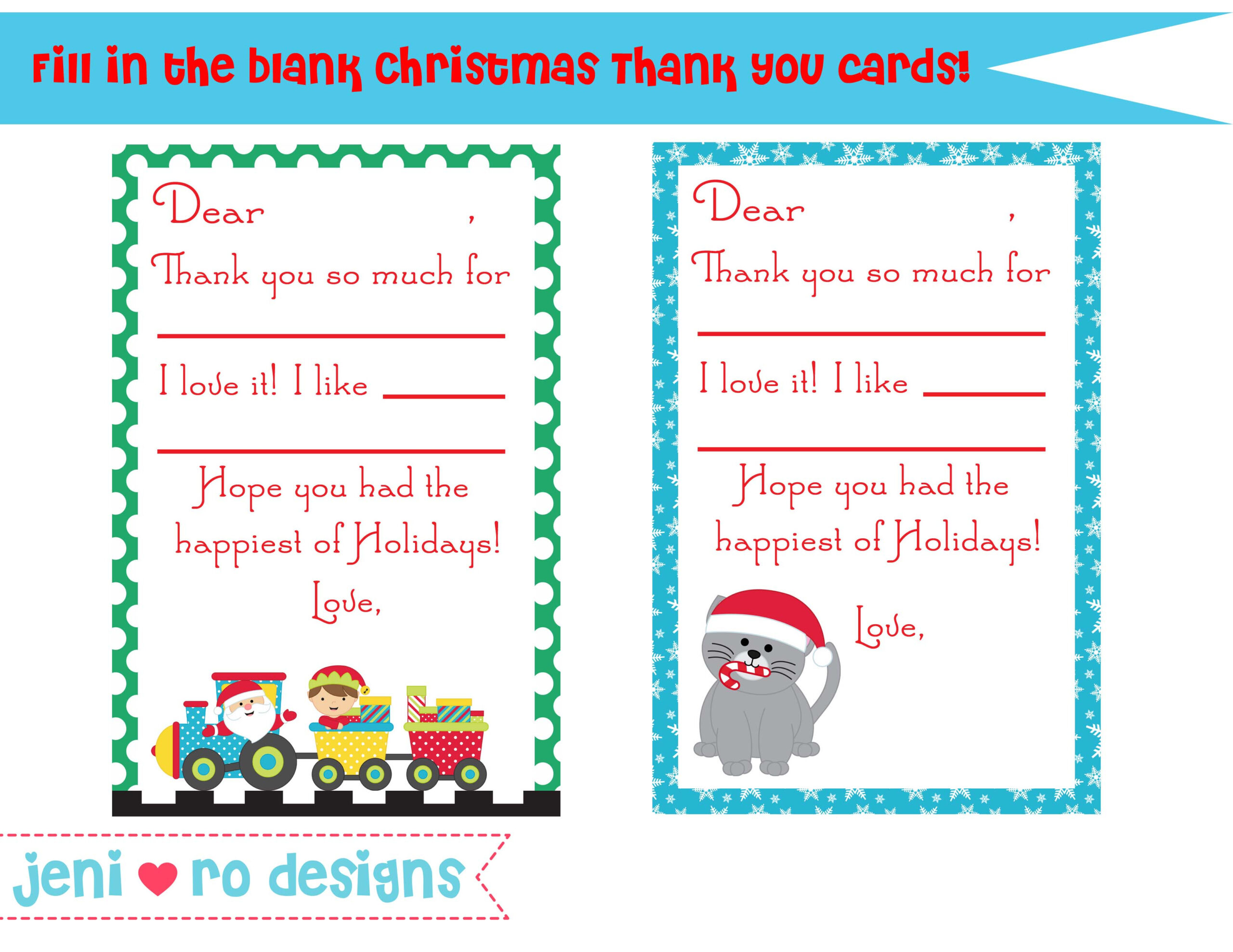 Christmas Thank You Notes For Kids Free Printable 