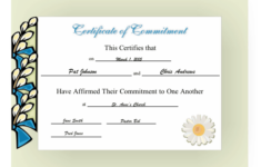 Commitment Certificate Printable Certificate
