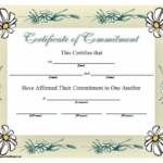 Commitment Certificate Printable Certificate