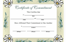 Commitment Certificate Printable Certificate