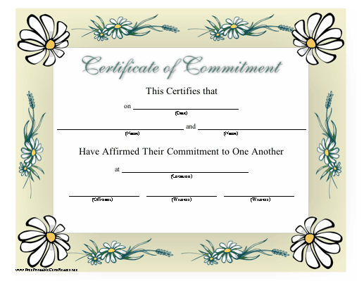 Commitment Certificate Printable Certificate