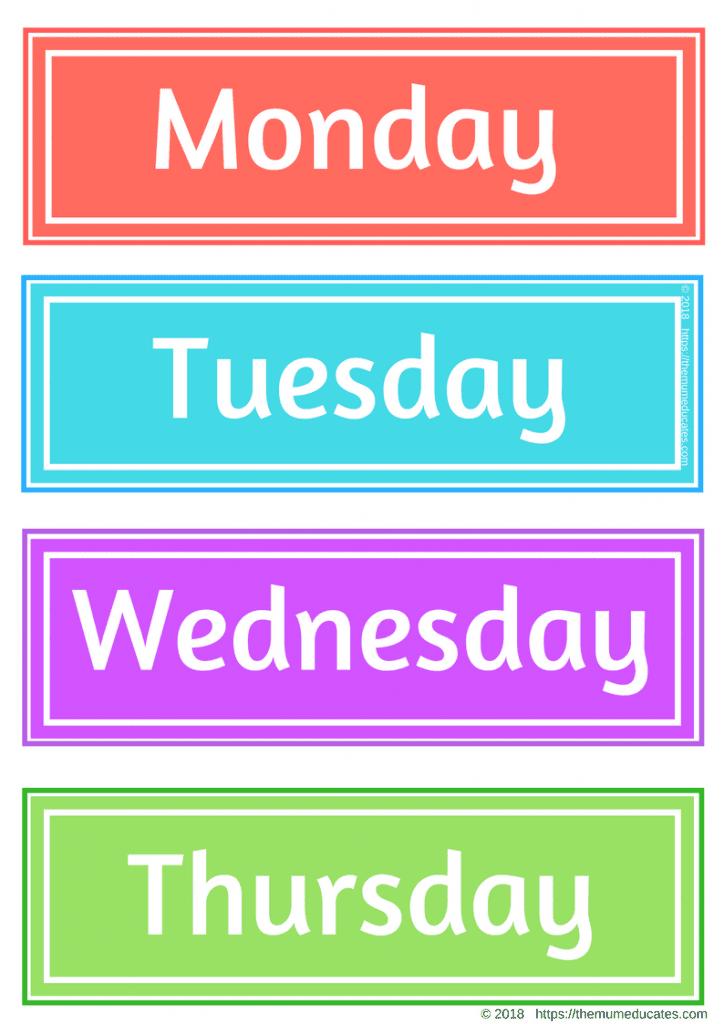 Days Of The Week Flashcards FREEBIES The Mum Educates