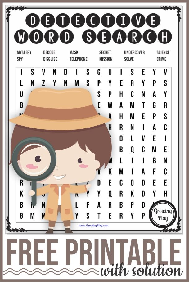 Detective Word Search Puzzle Growing Play Mystery Stories For Kids 