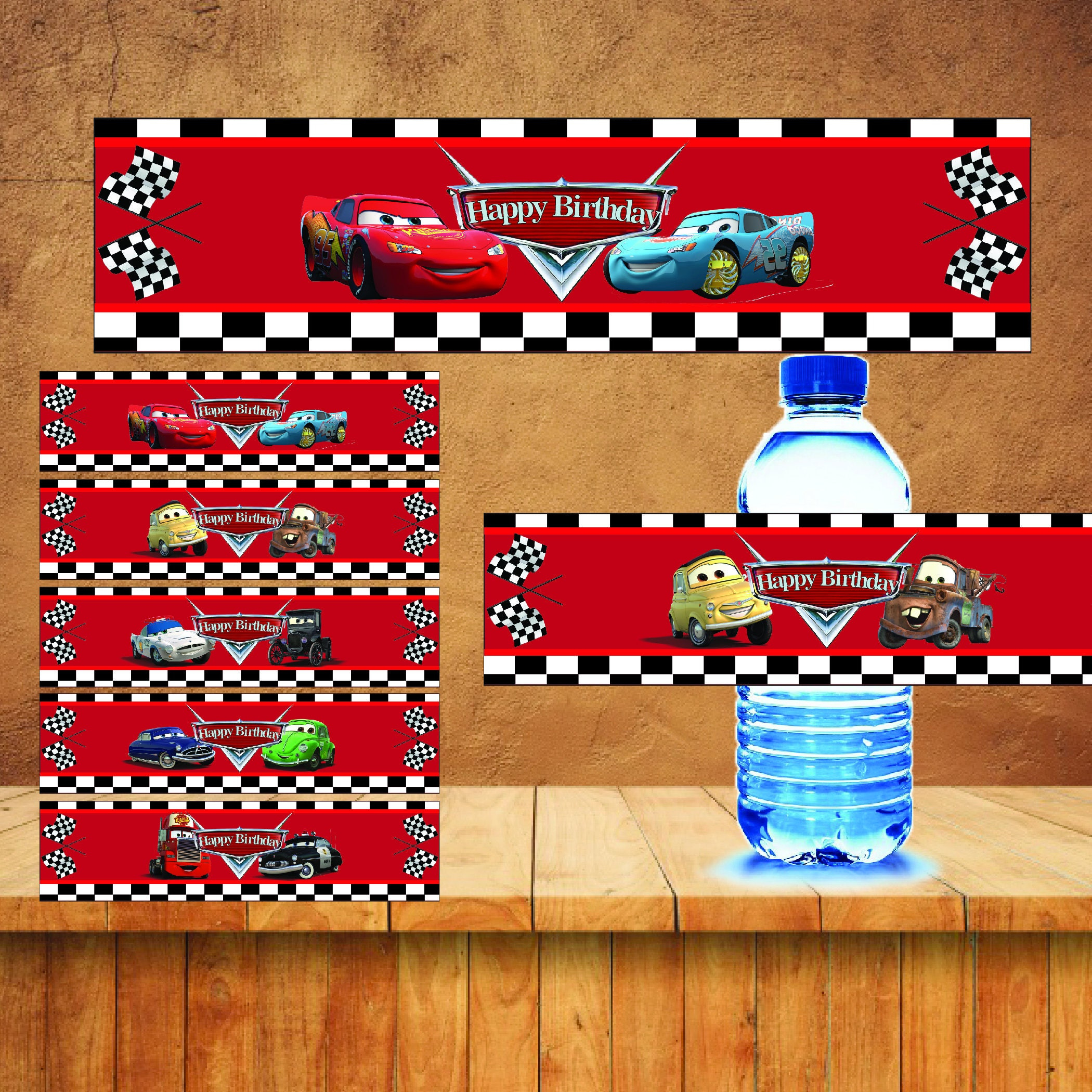 Disney Cars Drink Label Chalkboard Cars Water Bottle Label