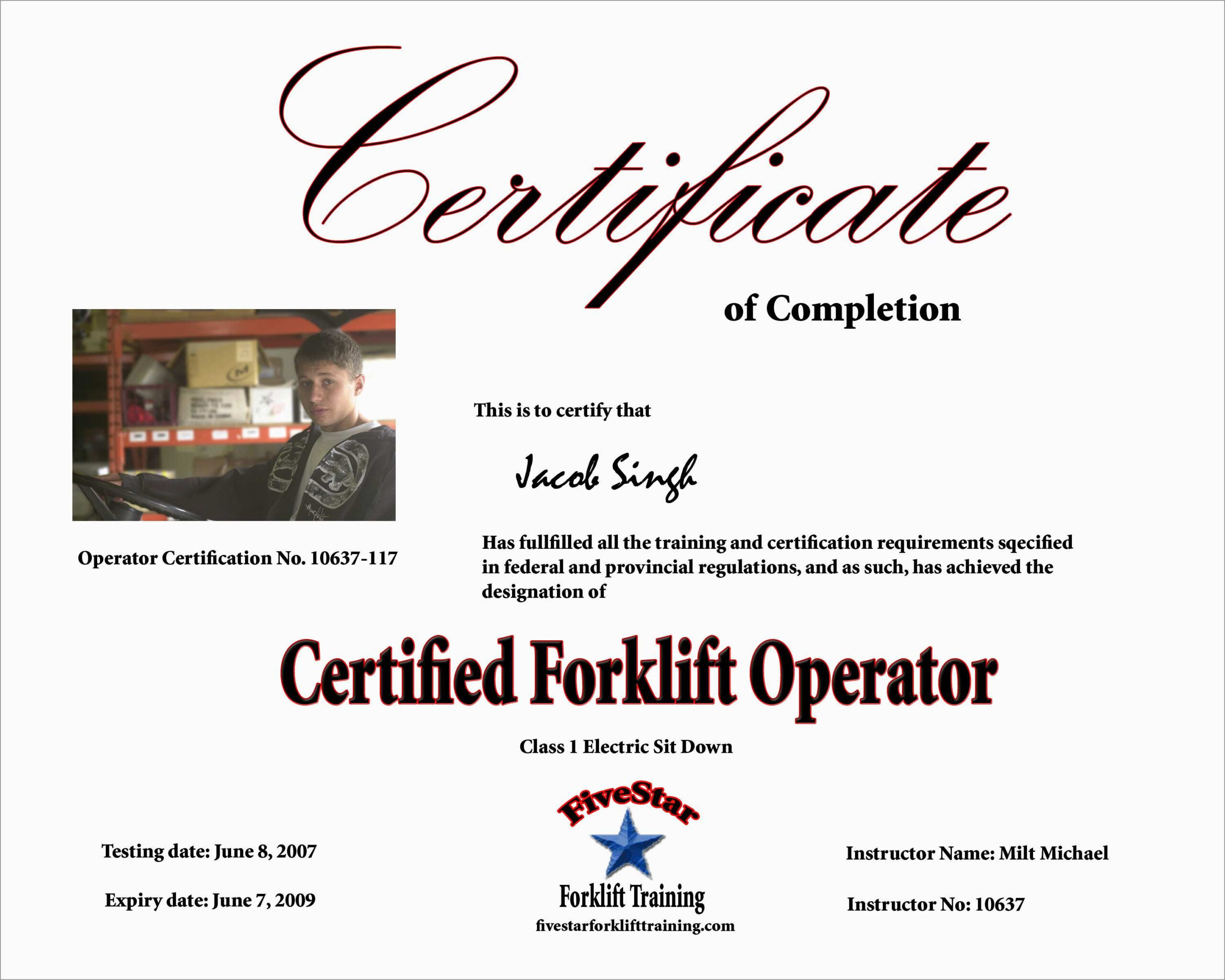 Free Printable Forklift License Template Fanny Printable
