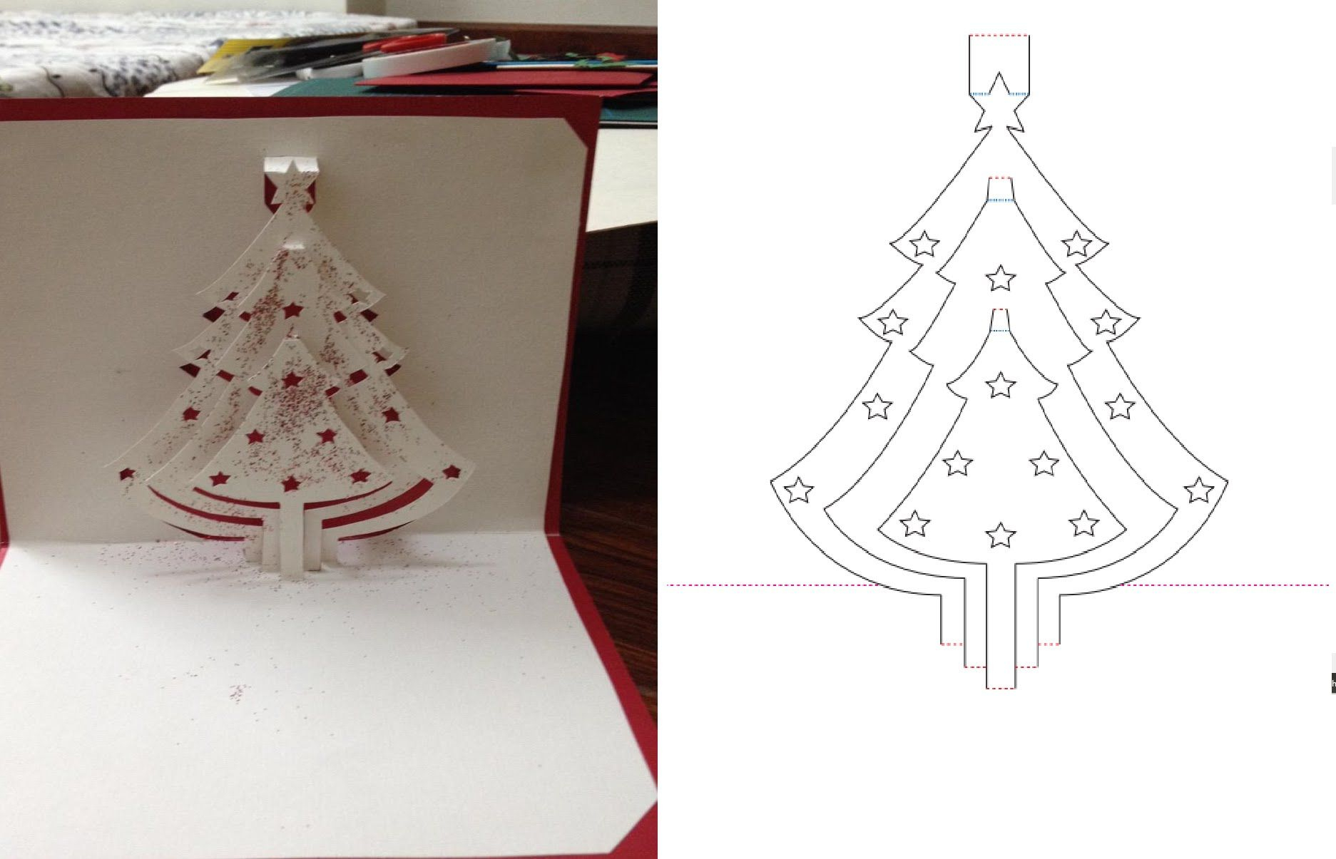 DYI Christmas Tree Pop Up Card Tutorial Free Pattern Pop Up Card 