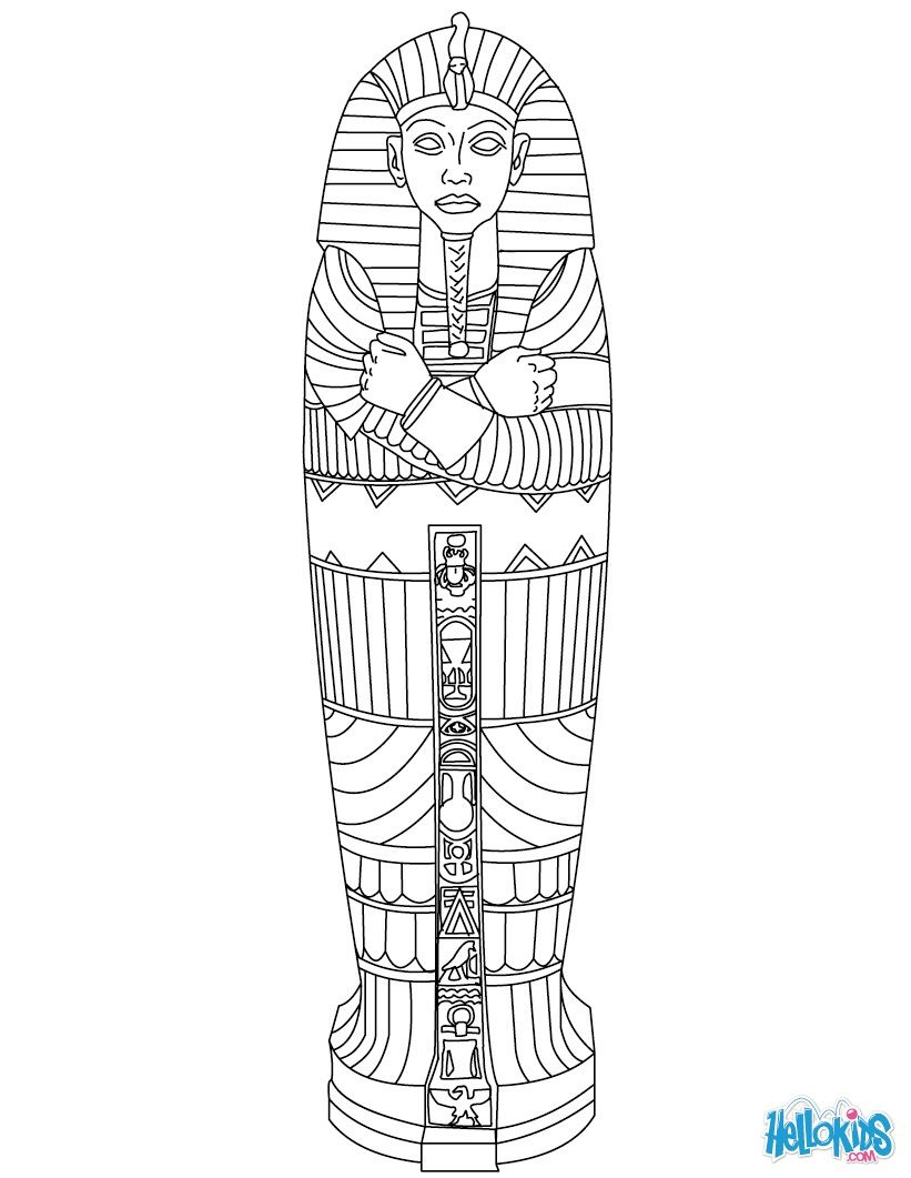 Egyptian Sarcophagus And Canopic Jars Colouring Sheet Cleverpatch 