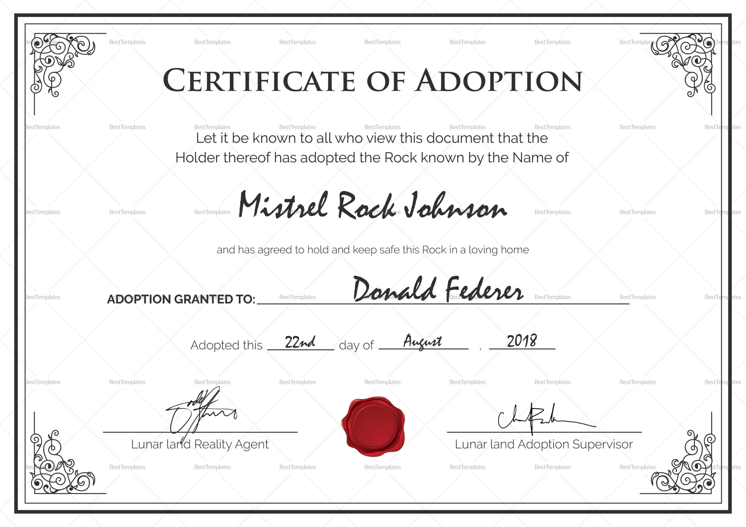 Fake Adoption Certificate Free Printable Free Printable