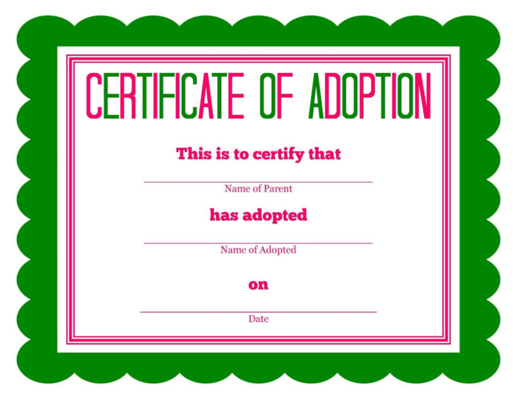 Free Printable Fake Adoption Certificate
