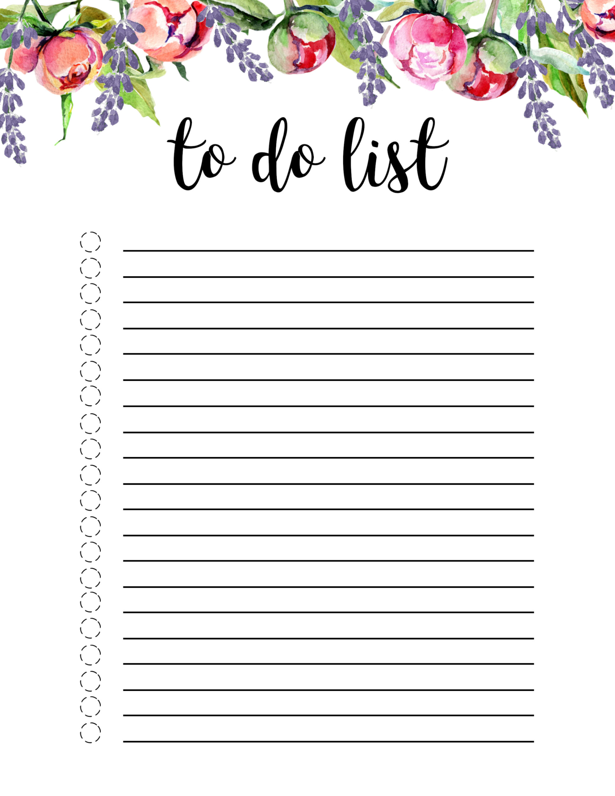 Floral To Do List Printable Template Paper Trail Design