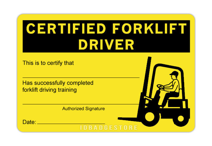 Forklift Certification Card Template Fanny Printable