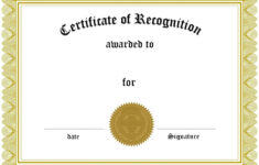 Free Certificate Of Recognition Template Customize Online