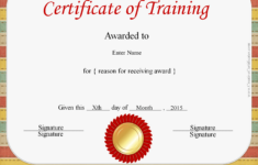 Free Certificate Of Training Template Customizable