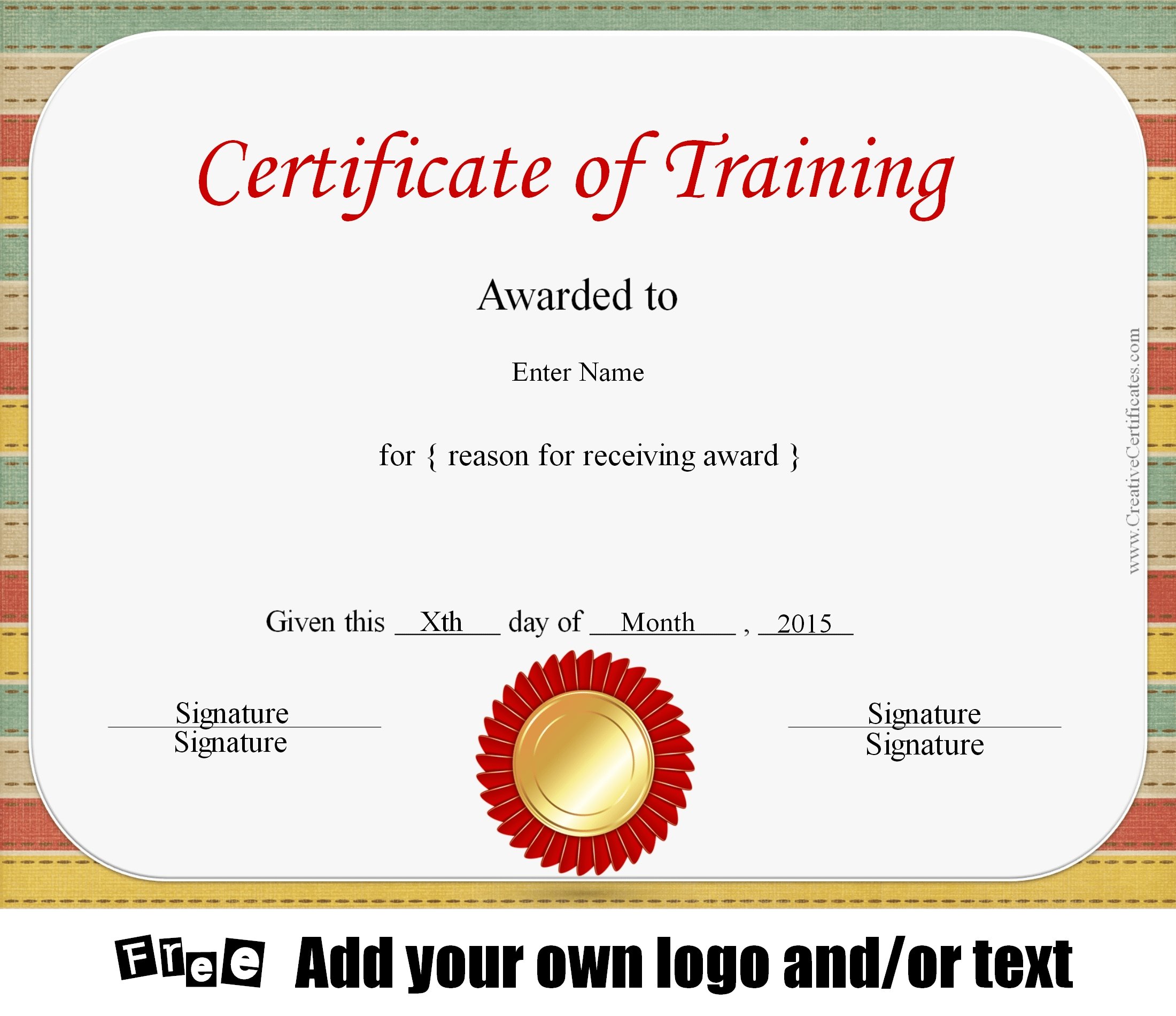 Free Certificate Of Training Template Customizable