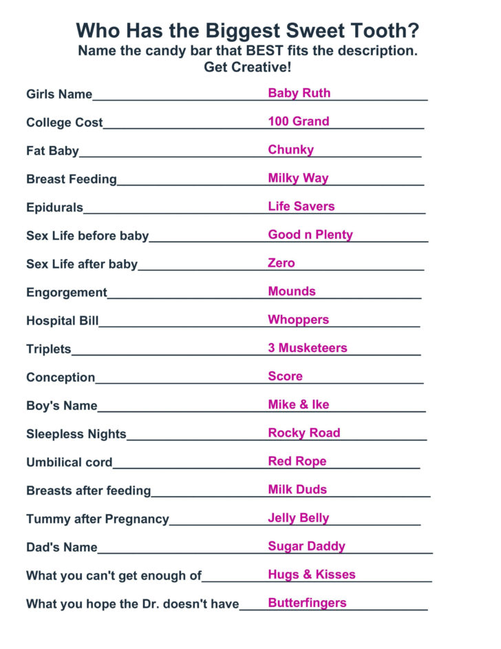 Free Printable Baby Shower Games With Answers