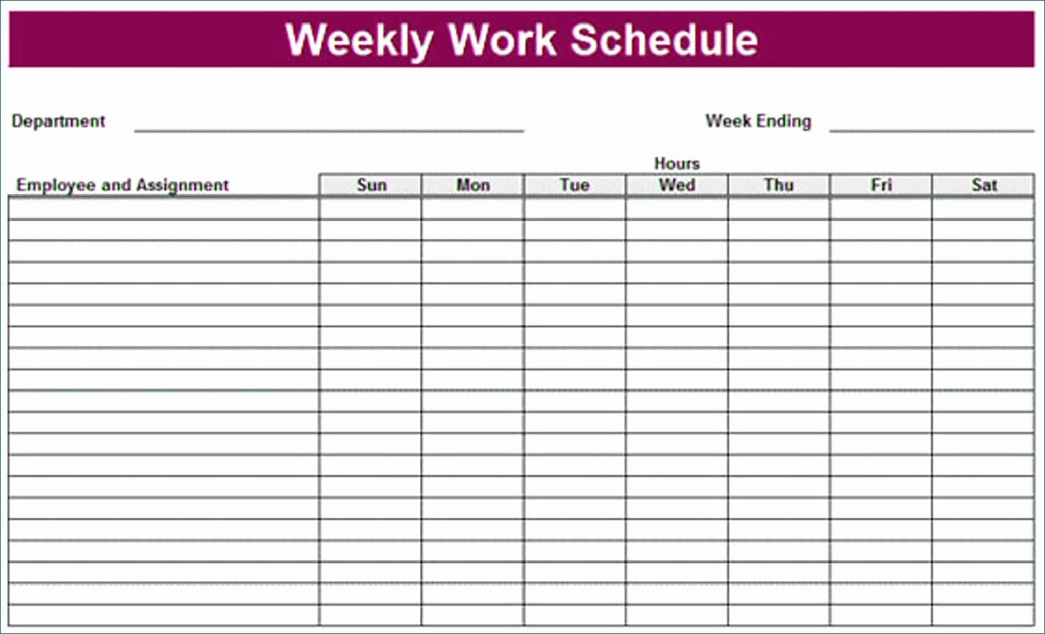 Free Printable Blank Work Schedules Free Printable | Fanny Printable