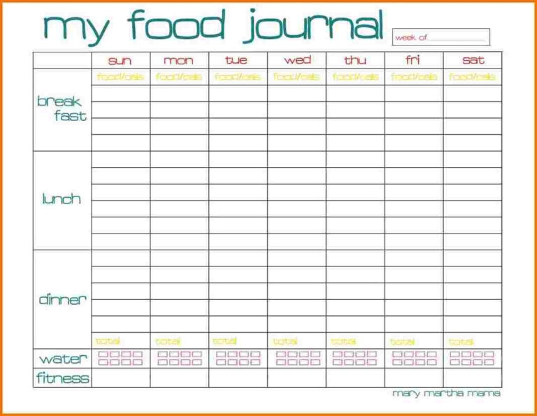 Free Printable Calorie Counter Sheet | Fanny Printable