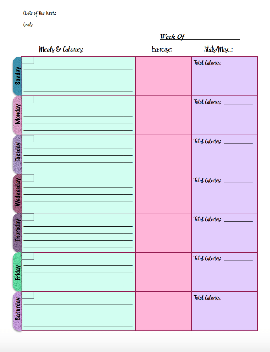 Free Printable Calorie Counter Sheet Free Printable