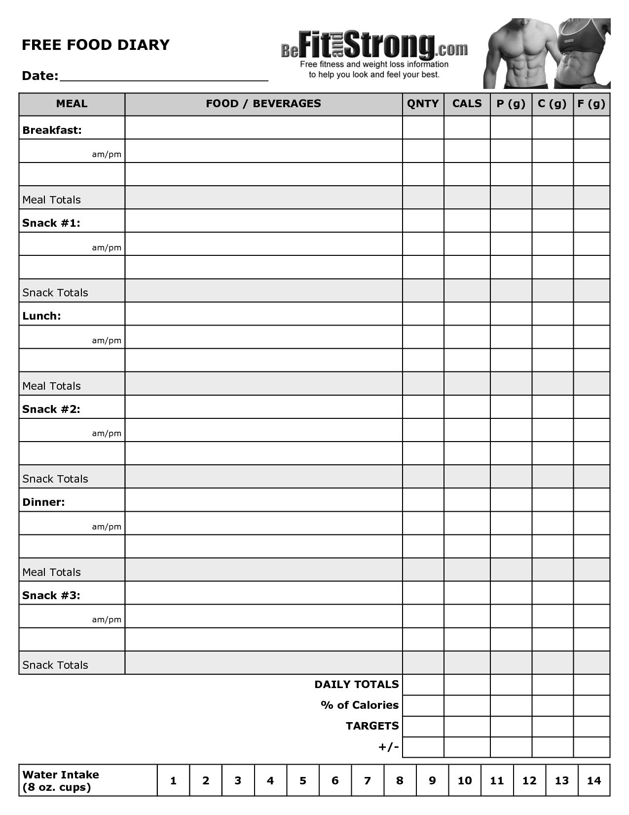 Free Printable Calorie Counter SheetPrintable