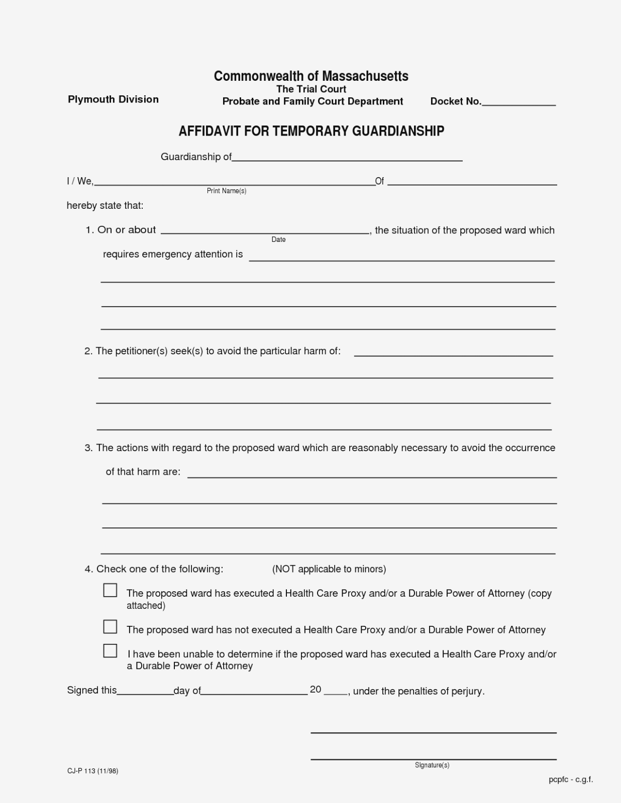 Free Printable Child Custody Forms