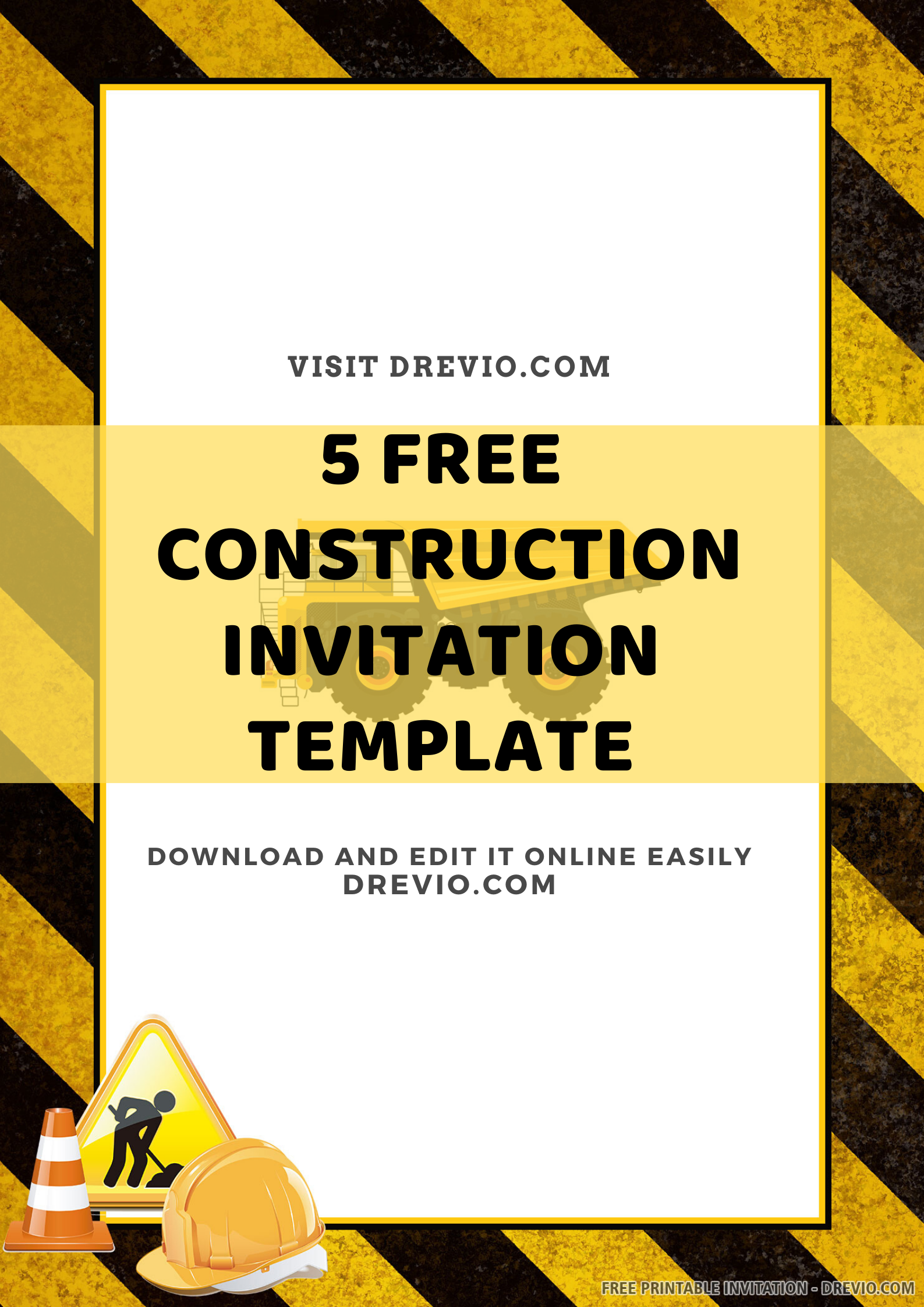 Free Printable Construction Birthday Invitation Templates 