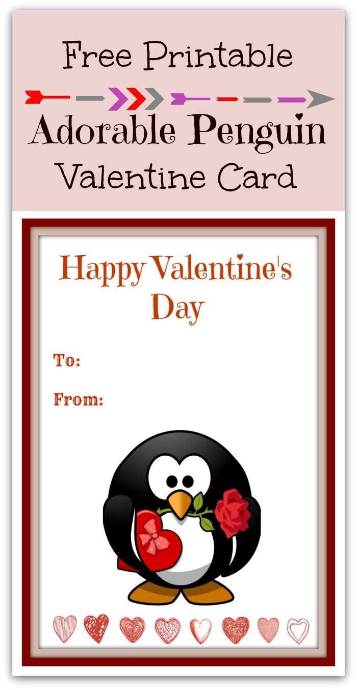 Free Printable Cute Penguin Valentine s Day Card