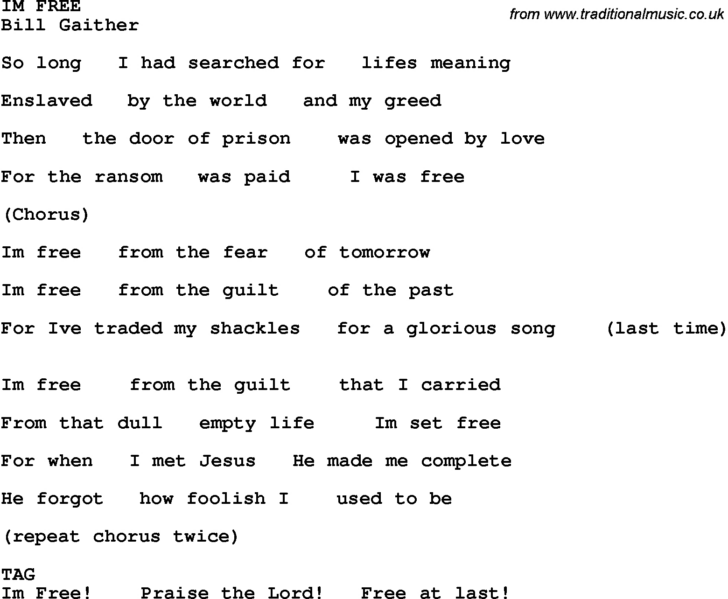 Free Printable Gospel Music Lyrics