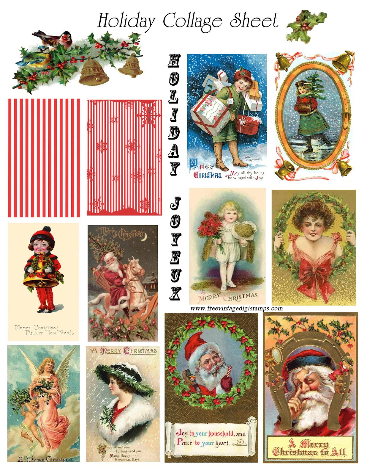  FREE ViNTaGE DiGiTaL STaMPS Free Vintage Printable Christmas Collage