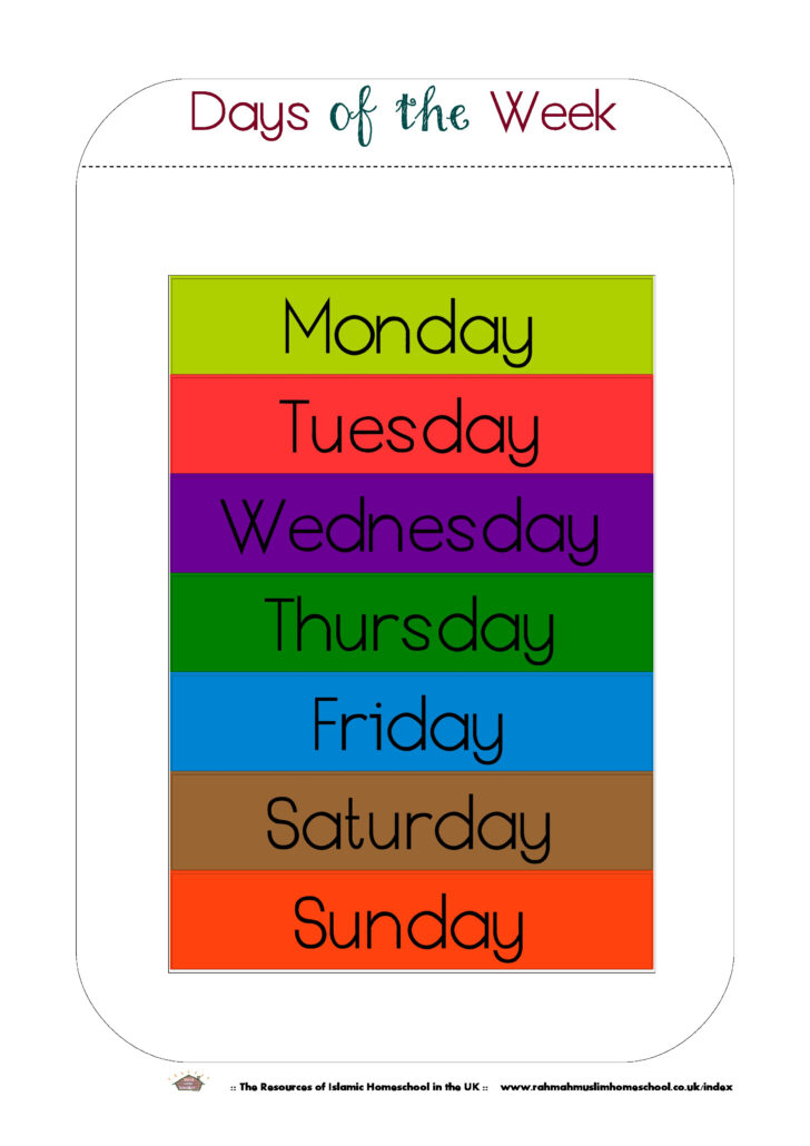 Free Printable Days Of The Week Worksheets For Preschool Fanny Printable