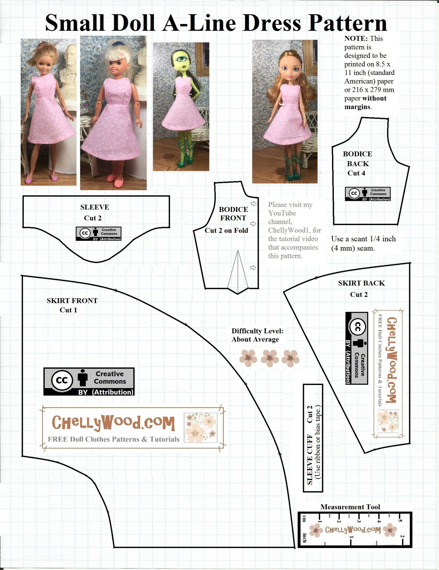 Image Shows A Free Printable Sewing Pattern For A line Dress To Fit