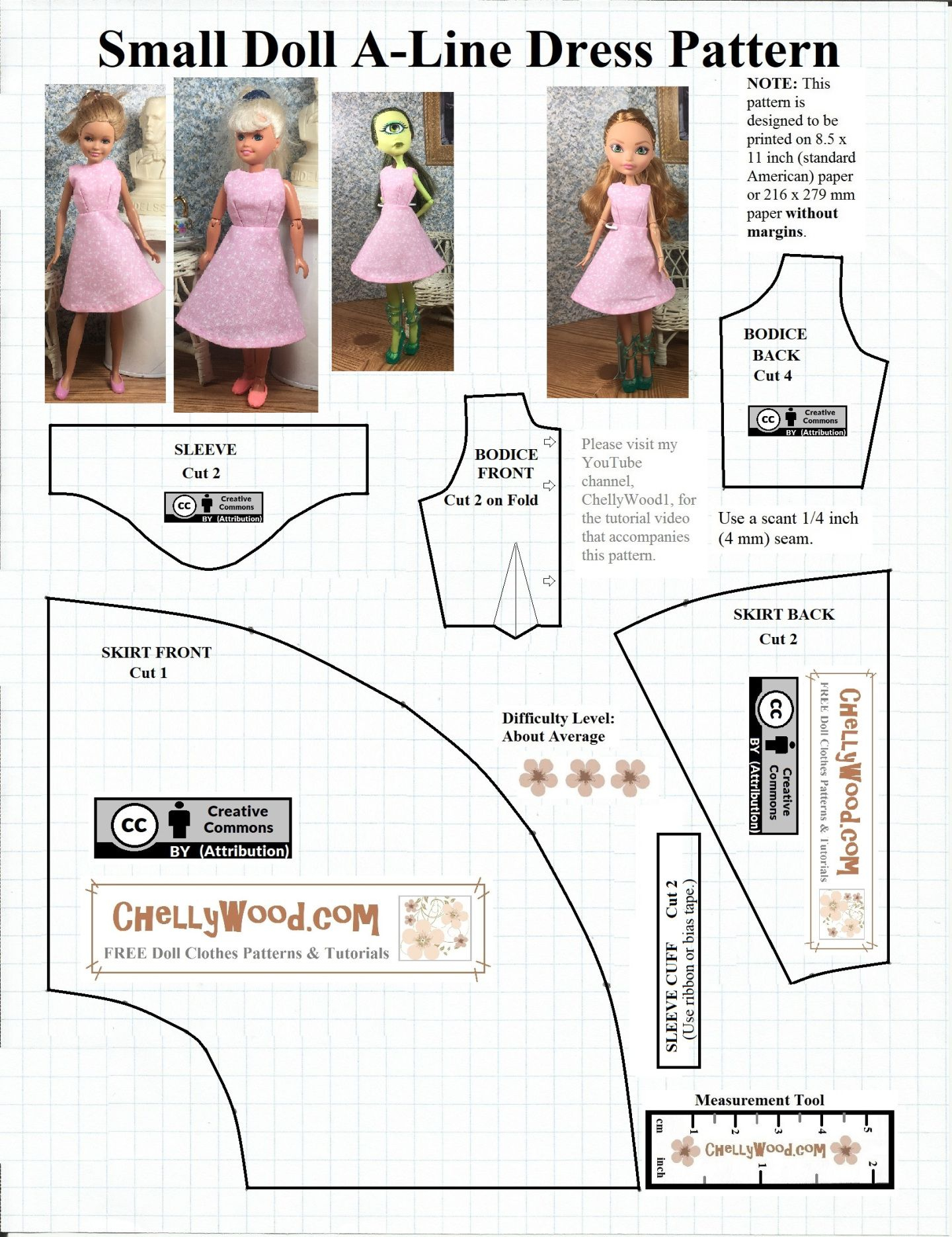 Image Shows A Free Printable Sewing Pattern For A line Dress To Fit 