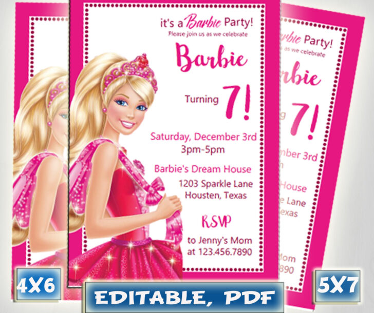 Free Printable Barbie Birthday Party Invitations