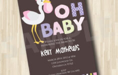 Items Similar To Baby Shower Invitation Stork Carrying A Baby