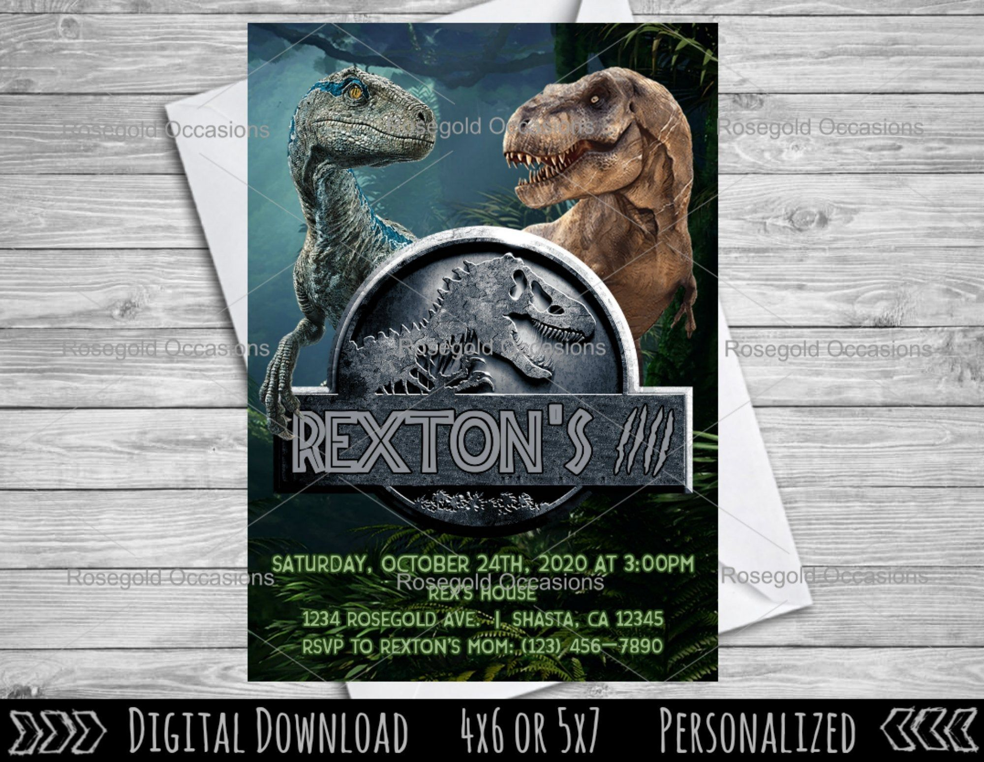 Jurassic Birthday Invitation Jurassic World Jurassic Park Etsy 