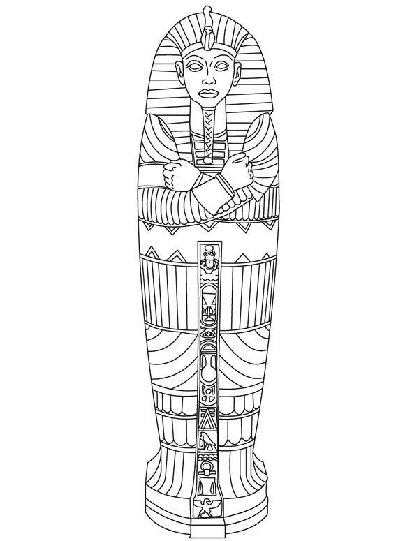 King Tut Gold Sarcophagus Of Ancient Egypt Coloring Page Ancient 