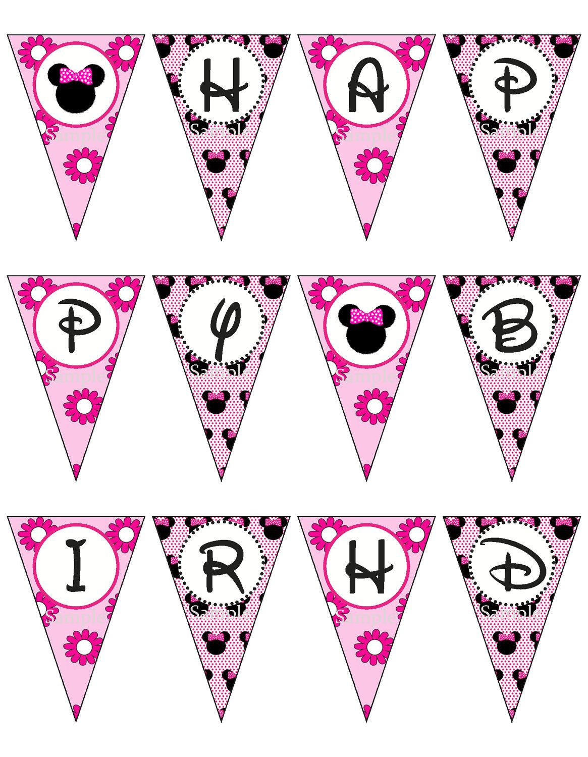 Minnie Mouse Pink Birthday Banner Printable By Zdesignsbyrosina 