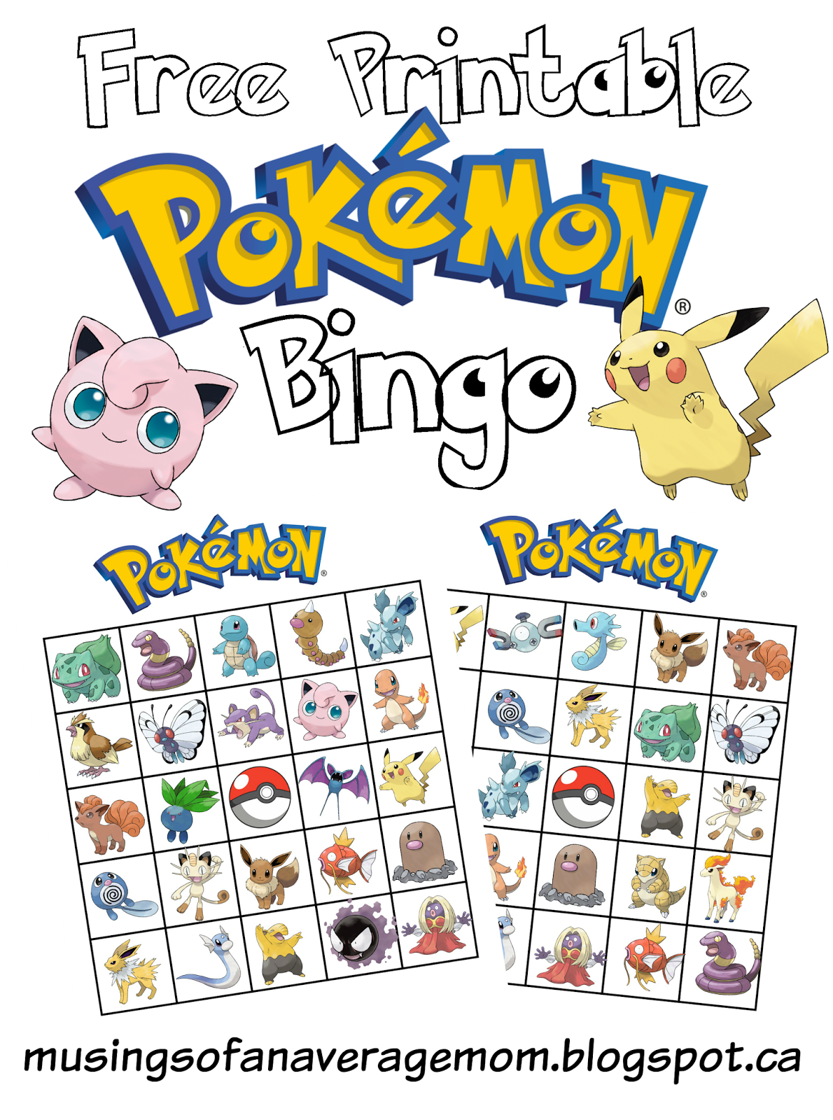 Musings Of An Average Mom Pokemon Bingo