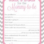 Pink Advice Card Chevron Gray Girl Baby Shower Advice Game Card Party