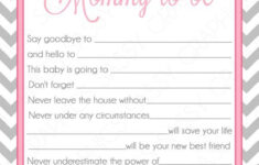 Pink Advice Card Chevron Gray Girl Baby Shower Advice Game Card Party