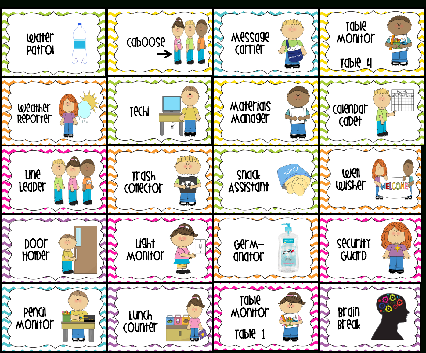 Free Printable Preschool Classroom Helper Labels Fanny Printable