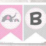Printable Baby Shower Banner Bunting PDF Girls Pink And Gray Etsy