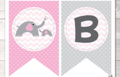 printable baby shower banner bunting pdf girls pink and gray etsy Printable Baby Shower Banner Bunting PDF Girls Pink And Gray Etsy