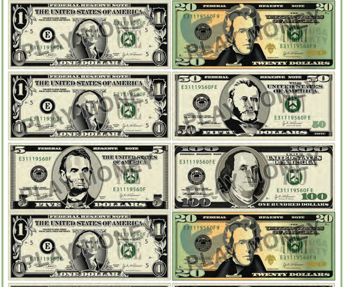 Printable Dollar Bills 2006 5 Old Style Coping Skills Dollar 